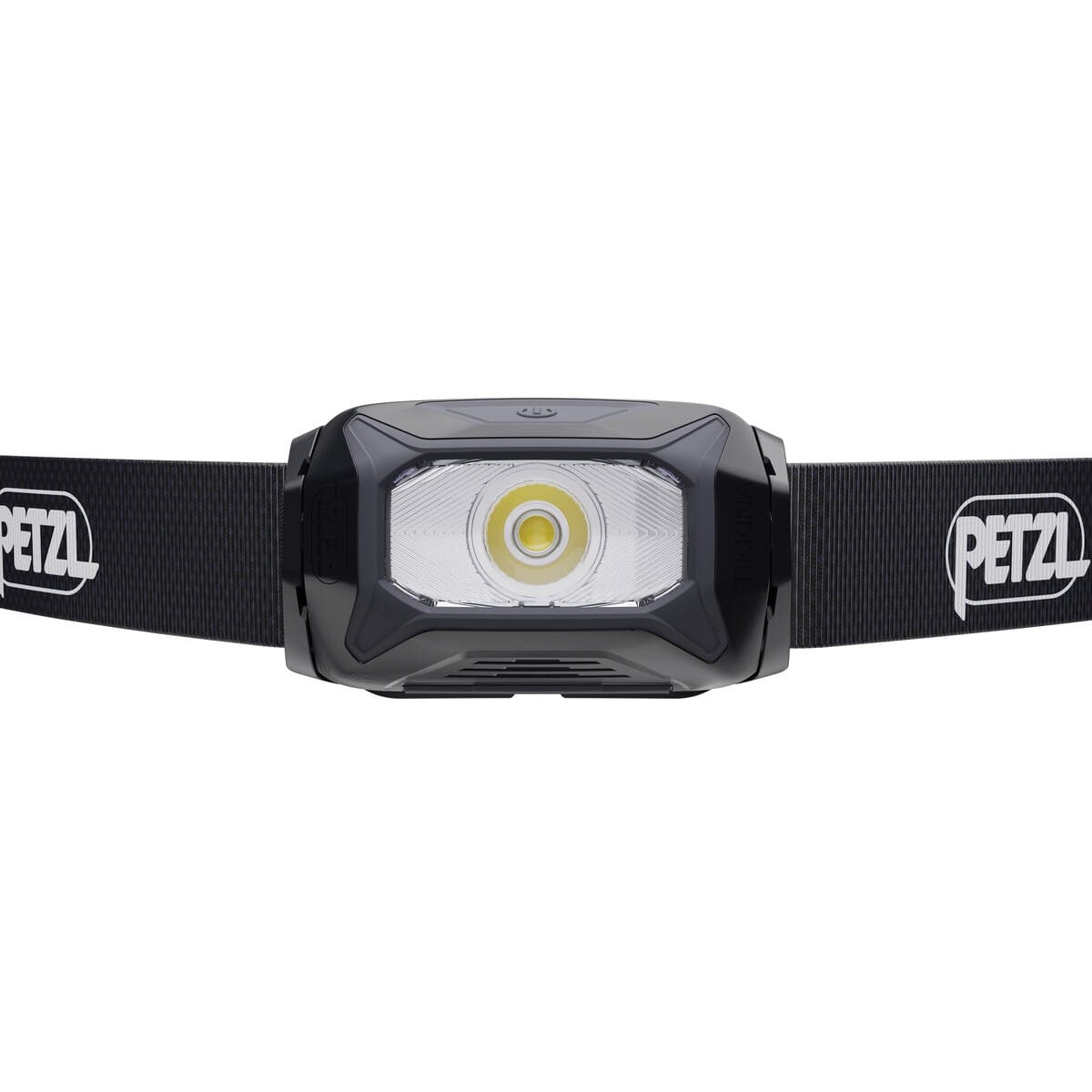 Black Petzl TIKKINA headlamp with black elastic headband