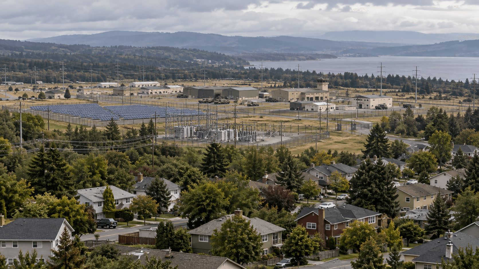 Suburban Neighborhood Beyond the Solar Facility